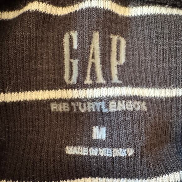 Gap Ribbed Striped Turtleneck Top Black Size Small - Picture 15 of 16